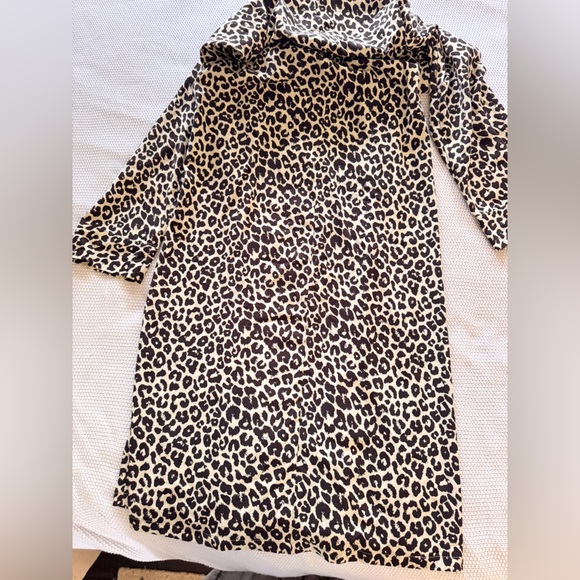 SOMETHING NAVY Brown Leopard Print Swim Coverup Robe Kimono Wrap - Picture 6 of 14
